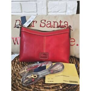 NWT Dooney & Bourke Florentine RED Leather Preppy Crossbody Pouch Small Handbag
